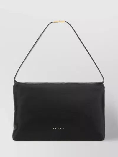 Marni Sleek Leather Bag With Detachable Strap In Black