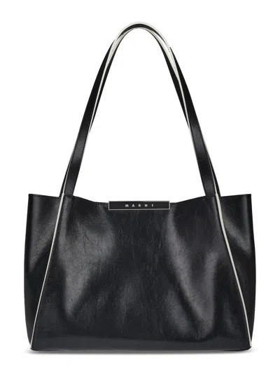 Marni Sleek Rectangular Tote Bag With Sturdy Handles In Black