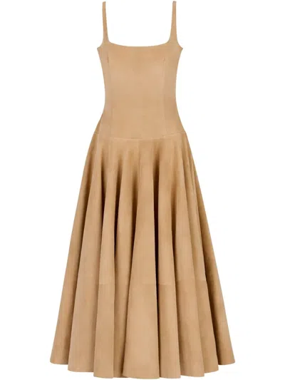 Marni Sleeveless A-line Midi Dress In Neutrals