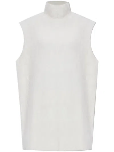 Marni Sleeveless Brushed Turtleneck Sweater - Thigh Length In Lily White
