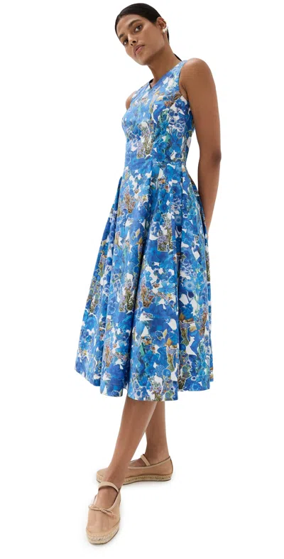 Marni Floral-print Midi Dress In Cobalt