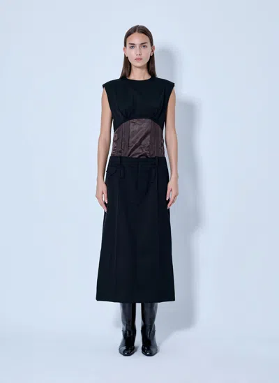 Marni Sleeveless Dress With Contrast Waist Panel In Black