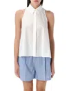 Marni A-line Cotton Flared Shirt Sleeveless In White