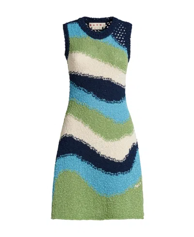 Marni Sleeveless Knitted Dress In Green