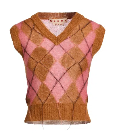 Marni Sleeveless Knitted Vest In Brown
