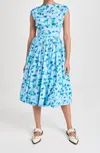 Marni Floral Print Midi Dress With Balloon Skirt In Multi