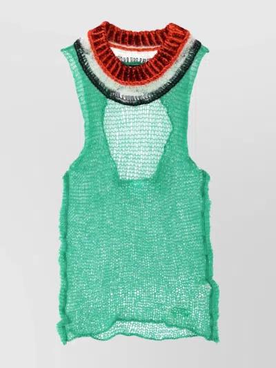 MARNI SLEEVELESS OPEN BACK SHEER RIBBED BLOCK