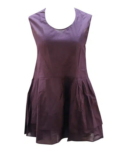 Marni Sleeveless Peplum Top In Purple Cotton In Brown