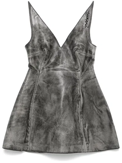 Marni Sleeveless Plunging V-neck Mini Dress In Black