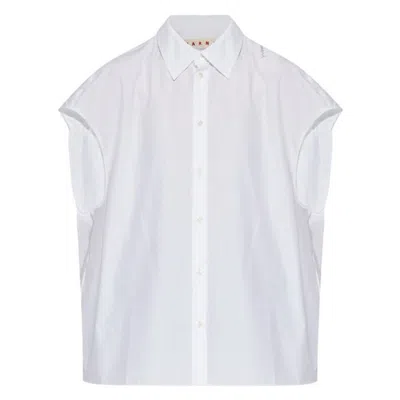 Marni Sleeveless Poplin Shirt In White