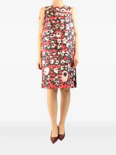 Pre-owned Marni Sleeveless Printed Midi Dress In Red