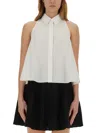 Marni A-line Cotton Flared Shirt Sleeveless In White