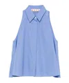 Marni Flared Cotton Blouse In Blue