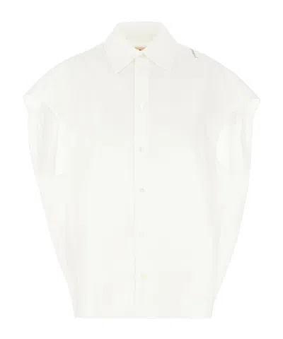 MARNI MARNI LOGO EMBROIDERED POPLIN SHIRT