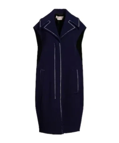 Marni Sleeveless Singlebreasted Coat In Purple