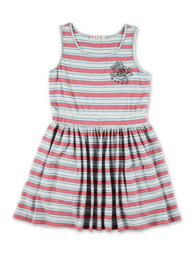 Marni Sleeveless Striped Mini Dress In Grey
