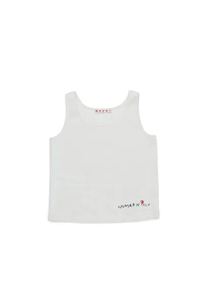 Marni Kids' Logo-embroidered Tank Top In Yellow