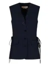 Marni Wool Vest With Slits On The Sides In Blue