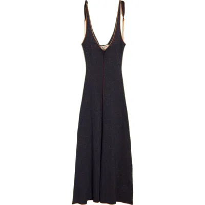 Marni Sleeveless Tie Strap Knit Maxi Dress In Black