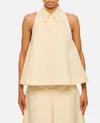 Marni Sleeveless A-line Collared Embroidered Top In White