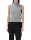 Marni Turtleneck Sleeveless Knit Top In Mercury