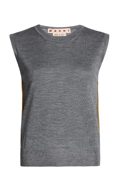 Marni Sleeveless Wool Knit Sweater In Gray