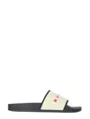 Marni Slide Sandals With Logo In Neutral