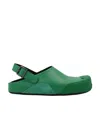Shop Marni Green Leather And Suede Fussbett Sabot
