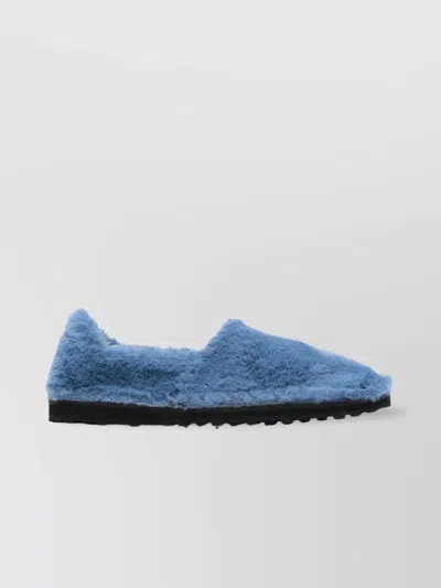 Marni Slip-on Loafers With Faux Fur Texture In Blue