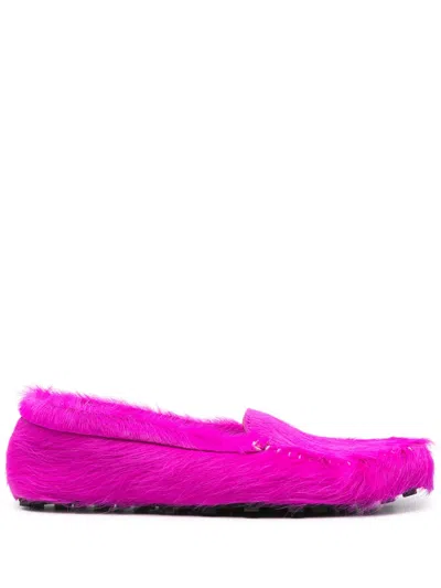 Marni Slip-on Calf-hair Loafers In Pink