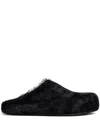 Marni Black Long-haired Calfskin Footbed Sabot In Black