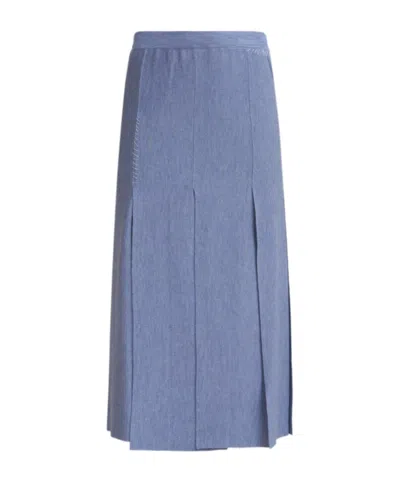 Marni Slit-detail Fine-knit Midi Skirt In Blue