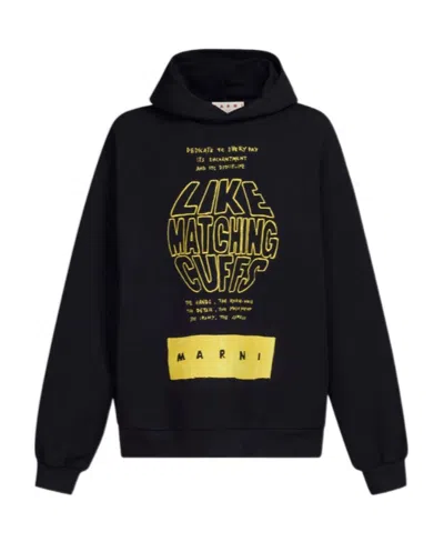 MARNI SLOGAN-PRINT COTTON HOODIE