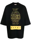 Marni Bold Graphic Print Black Short-sleeve T-shirt With Relaxed Fit In Black