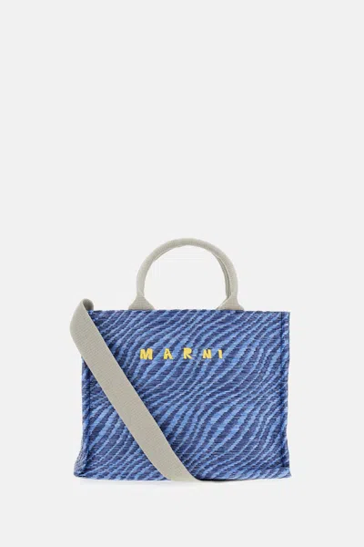 Marni Small Basket Tote Bag In Blue