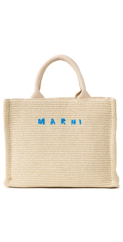 Marni Small Basket Tote Silk White