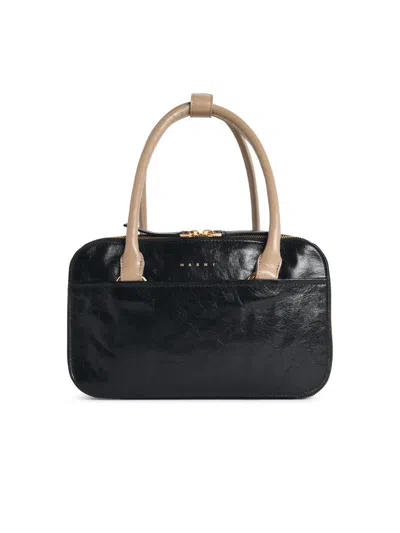MARNI MARNI SMALL 'BOXYNE' BAG IN BLACK BROWN AND TAUPE LEAR