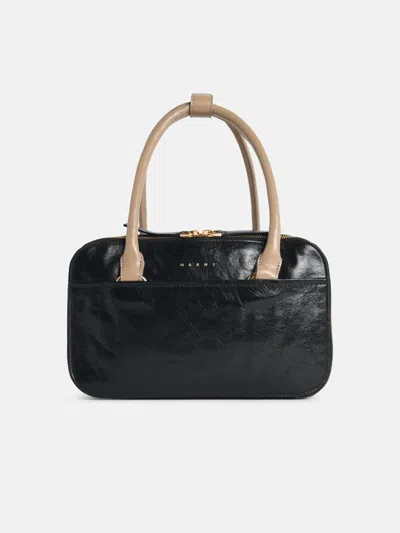 Marni Small Boxyne Rectangular Two Tone Bag In Black