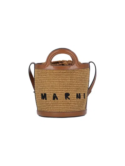 Marni Small Bucket Bag Tropicalia In Brown