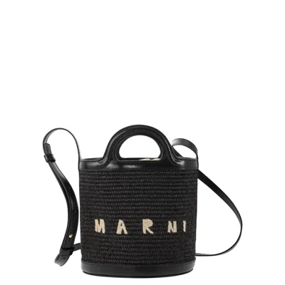 Marni Small Bucket Bag Tropicalia In Black