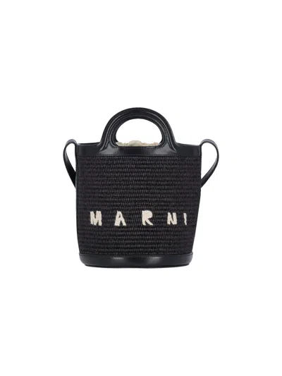 Marni Small Bucket Bag Tropicalia In Black