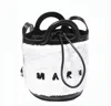 Marni Small Bucket Tote Bag With Faux Fur And Calf Leather Trim In White