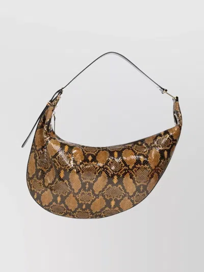 Marni Small Curved Shoulder Bag With Adjustable Strap In Brown