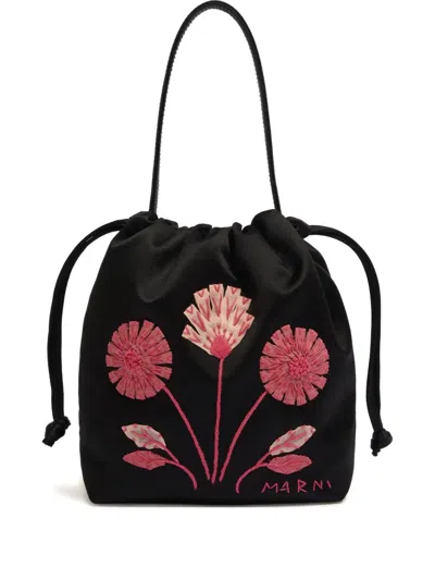 Marni Small Floral-embroidered Bucket Bag