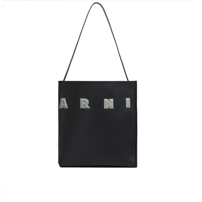 Marni Small Leather Museo Hobo Bag In Black