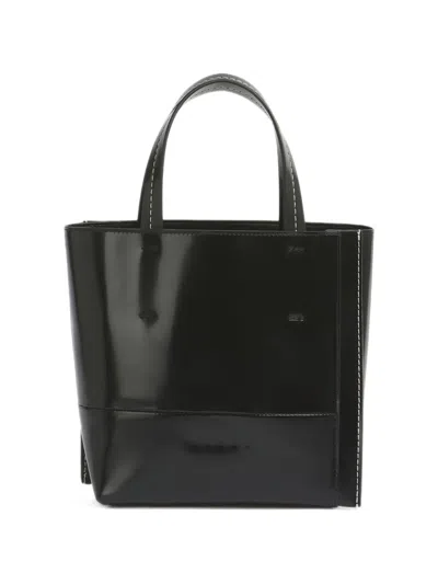 Marni Small Museo Edge Leather Tote Bag In Black