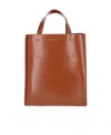 Marni Small Museo Leather Tote Bag In Brown