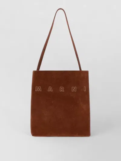 Marni Small Museo Suede Shoulder Tote Long Handles