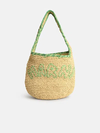 Marni Small 'nassa' Bag In Green Natural Raffia
