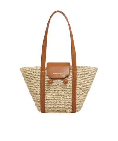 Marni Small Natural Raffia-effect Trunkaroo Beach Bag In Natural Color